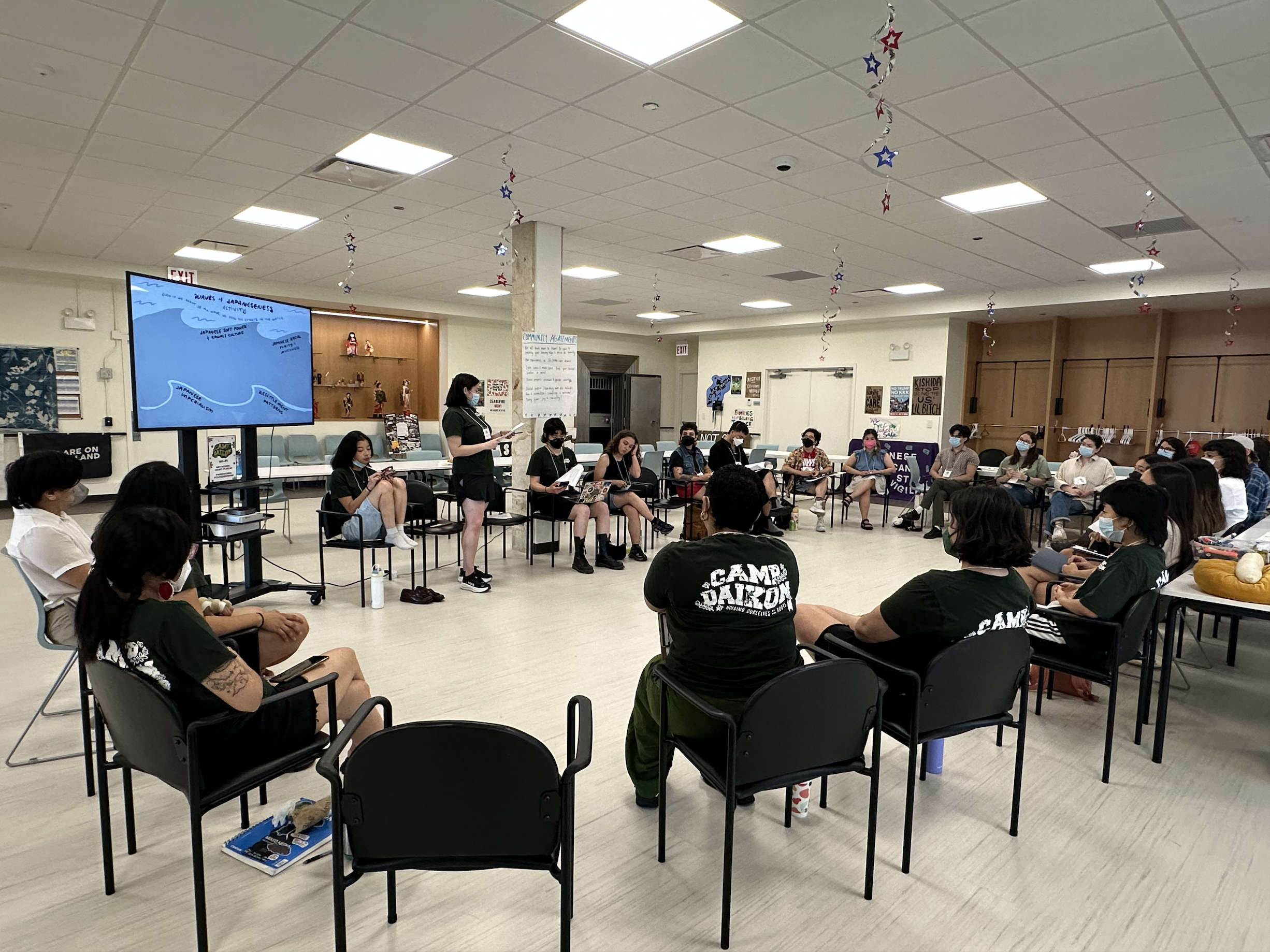 Group discussion scene from Camp Daikon 2025, day one